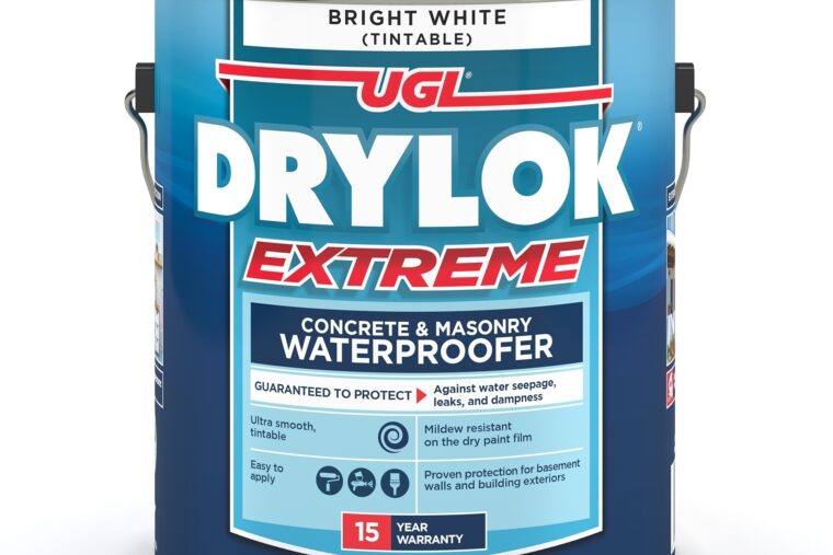 A blue, one-gallon bucket of UGL DRYLOK® Extreme Concrete & Masonry Waterproofer.
