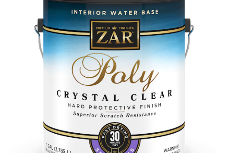 Can of ZAR® Interior Water Base Poly Crystal Clear Hard Protective Finish.