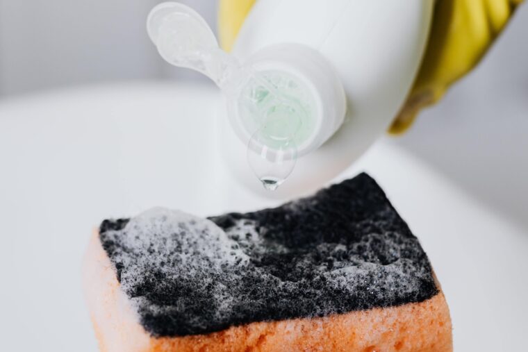 Sponge Brick with a Cleaner and/or Degreaser for Final Cleanse