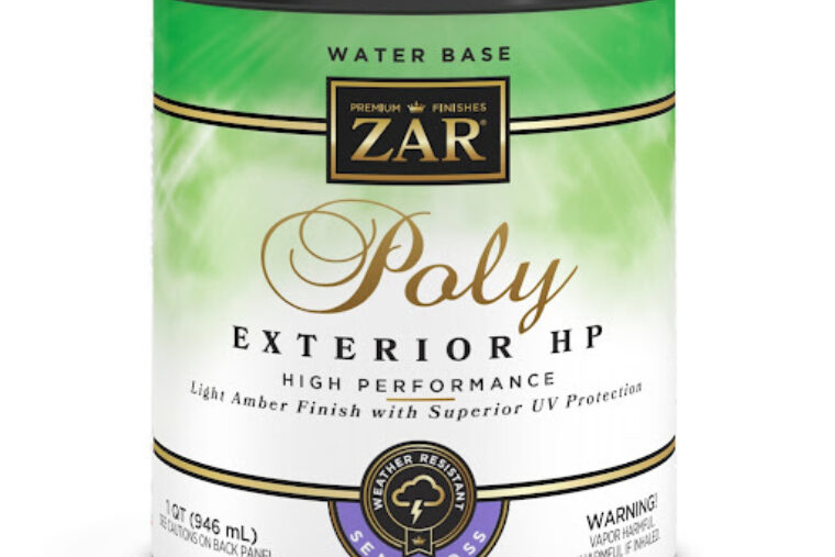 A product image of ZAR® Water Base Poly Exterior HP in a can.